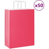 vidaXL Papirnate vrećice 50 kom s ručkama ružičaste 26x12x35 cm Cijene