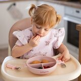 BabyOno Silikonska posuda tri odjeljka s poklopcem, roza | shoptok.hr