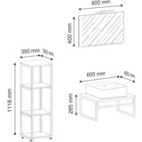 MID.YOU kopalnica bitila 60, bela, barva hrasta, 4-Delno | Shoptok.si