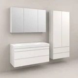 Naomi Set Delux 120cm Bela (Ormarić sa umivaonikom + Ogledalo/ormarić + Visoki ormarić)