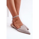 Boto Tied Ballerina Flats Eco Suede With Pointed Toes Grey Ellesara | Shoptok.si