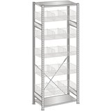 SCHULTE Sestavljiv regal s košarami iz žične mreže, pocinkan, ŠxG 1000 x 500 mm, s 5 košarami, osnovni regal, višina 2300 mm | Shoptok.si