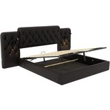 Lumor Dvoposteljna postelja 160x200 cm - visok vzglavnik, USB, bralne luči in veliko shranjevanje - črna, (22151175) | Shoptok.si