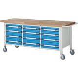 eurokraft pro pomična delovna miza, izvedba z ogrodjem, 12 predalov, šxg 2000 x 700 mm Cene