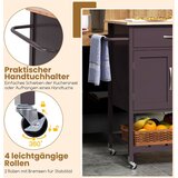  Kuhinjska kolica s radnom površinom, kolica za posluživanje s kotačima, kolica s ladicom, smeđa i crna boja | shoptok.hr