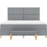  Postelja s pomladnim vzmetenjem z ležiščem in klopjo Svetlo siva 180x200 cm Tkanina, (22083742) | Shoptok.si