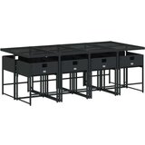  9-dijelni vrtni blagovaonski set s jastucima crni od poliratana | shoptok.hr