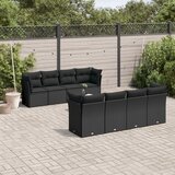  9-dijelni set vrtnih sofa s jastucima crni od poliratana | shoptok.hr