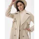 Blue Shadow Beige double-breasted coat with belt | Shoptok.si