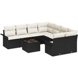 9 Komad Vrtni Sofa Set s Jastučićima Crni Poli Ratan | shoptok.hr