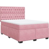  Krevet s oprugama i madracem ružičasti 140x190 cm baršunasti | shoptok.hr
