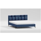 Ropez Temno modra oblazinjena zakonska postelja z letvenim dnom 200x200 cm Tulsa – | Shoptok.si