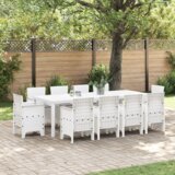 vidaXL Set za objedovanje na otvorenom 11 pcs Bijelo 250 x 100 x 73 cm Cijene