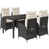  5-dijelni vrtni blagovaonski set s jastucima od poliratana crni Crna 150 cm table length | shoptok.hr