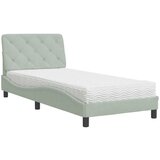 vidaXL Postelja z vzmetnico svetlo siv 90x190 cm žamet, (21095174) | Shoptok.si