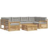  Set vanjskih sofa 7 pcs Bijela i svjetlosiva Poliester | shoptok.hr