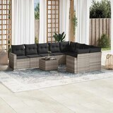  10-dijelni set vrtnih sofa poliratan s jastucima svijetlosivi | shoptok.hr