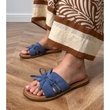 Gemre Blue flip-flops with a bow and edge embellishment Favira | ePonuda.com
