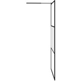 Pregrada za tuš s policom crna 115x195 cm staklo ESG i aluminij | shoptok.hr