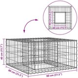  Gabionski uzdignuti krevet Srebrno 80 x 80 x 40 cm - 80 x 80 x 40 cm | shoptok.hr
