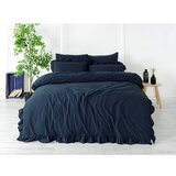 Mila Home Luxury Tamno plava posteljina za bračni krevet/za produženi krevet od renforce pamuka 240x220 cm Ruffle Striped – | shoptok.hr