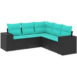 vidaXL Vrtni set od 5 dijelova s jastucima crni poliratan - Crna Bez stola 1 | shoptok.hr