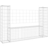 vidaXL Gabion košara U-oblike z 2 stebroma železo 140x20x100 cm | Shoptok.si