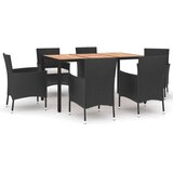  7-dijelni vrtni blagovaonski set s jastucima crni od poliratana | shoptok.hr