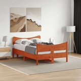  Okvir kreveta s uzglavljem voštano smeđi 120x190 cm od borovine | shoptok.hr