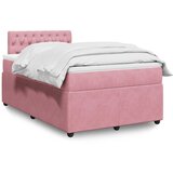 vidaXL Box spring postelja z vzmetnico roza 120x190 cm žamet | Shoptok.si
