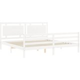  Okvir za krevet s uzglavljem bijeli 200x200 cm od masivnog drva | Eponuda.com