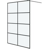Pregrada za tuš crna 140 x 195 cm s mutnim staklom ESG | shoptok.hr