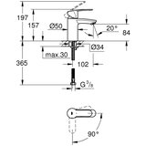 Grohe 2337320E Eurostyle Cosmopolitan Cold Start armatura za umivalnik | Shoptok.si
