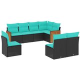 vidaXL Vrtni set od 8 dijelova s jastucima crni poliratan - Crna Bez stola 1 | shoptok.hr