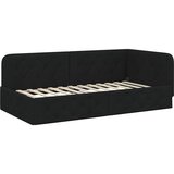  Kutni okvir kreveta Crna 90 x 190 cm tkanina | shoptok.hr