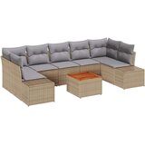 vidaXL 8-delni vrtni kavčni set z blazinami Bež Poli Ratan Akacija, (22092978) | Shoptok.si