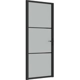  Unutarnja vrata 83 x 201,5 cm crna od mat stakla i aluminija | shoptok.hr
