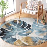 Mila Home modra pralna okrogla preproga ø 80 cm golden leaves – | Shoptok.si