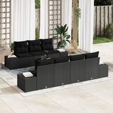 vidaXL 8-delni vrtni sofa set z blazinami Črn poli ratan Cene