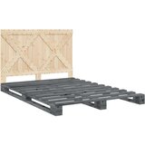 vidaXL Posteljni okvir z vzglavjem siv 140x200 cm trdna borovina | Shoptok.si