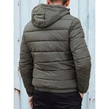 DStreet Men's winter quilted jacket with hood green Cene