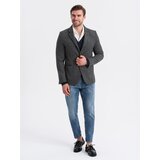 Ombre Men's jacquard jacket in delicate check - black | ePonuda.com