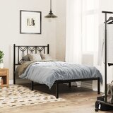 Maison Chic Kovinski Posteljni okvir - Enojna postelja - Postelja za odrasle z vzglavjem črn 75x190 cm, (21694885) | Shoptok.si
