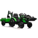 Lean Toys Otroški Električni traktor TOP-WORKER 12V z zajemalko in prikolico Zelena | Shoptok.si