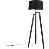 QAZQA Stojalo za talno svetilko z bombažnim odtenkom črno z zlatom 50 cm - Puros | Shoptok.si