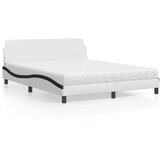  The Living Store Postelja z vzmetnico bela in črna 160x200 cm umetno usnje - Postelja, (21496771) | Shoptok.si