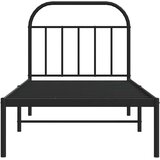  Metalni okvir za krevet s uzglavljem crni 90x200 cm | shoptok.hr