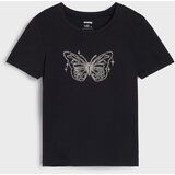 Sinsay Pamučna majica kratkih rukava sa svjetlucavom aplikacijom | shoptok.hr