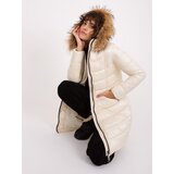 Fashion Hunters Light beige quilted winter jacket with hood | shoptok.hr