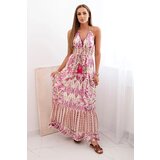 Kesi Włoski Women's viscose dress with straps with a deep neckline and frill violet | shoptok.hr